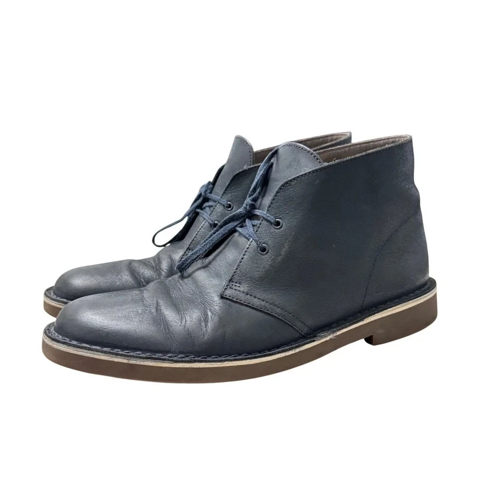 Clarks Bushacre 2 Chukka Boots Mens 12‎ Navy Blue Leather 18522